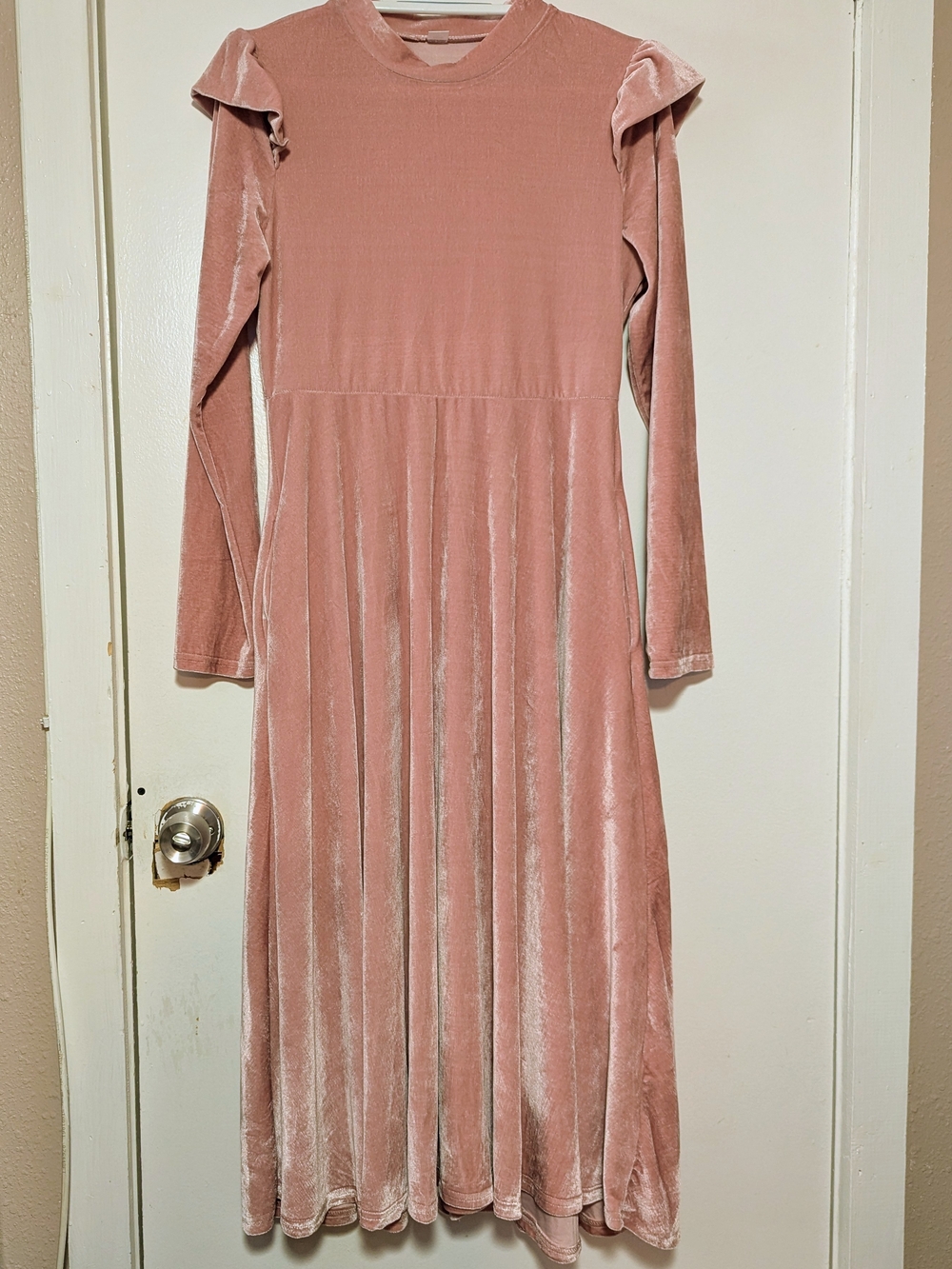 Women's Velvet Long-Sleeve Maxi Dress - Dusty Rose